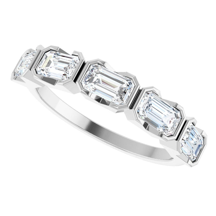 14K Half-Bezel Emerald-Cut Diamond Anniversary Band