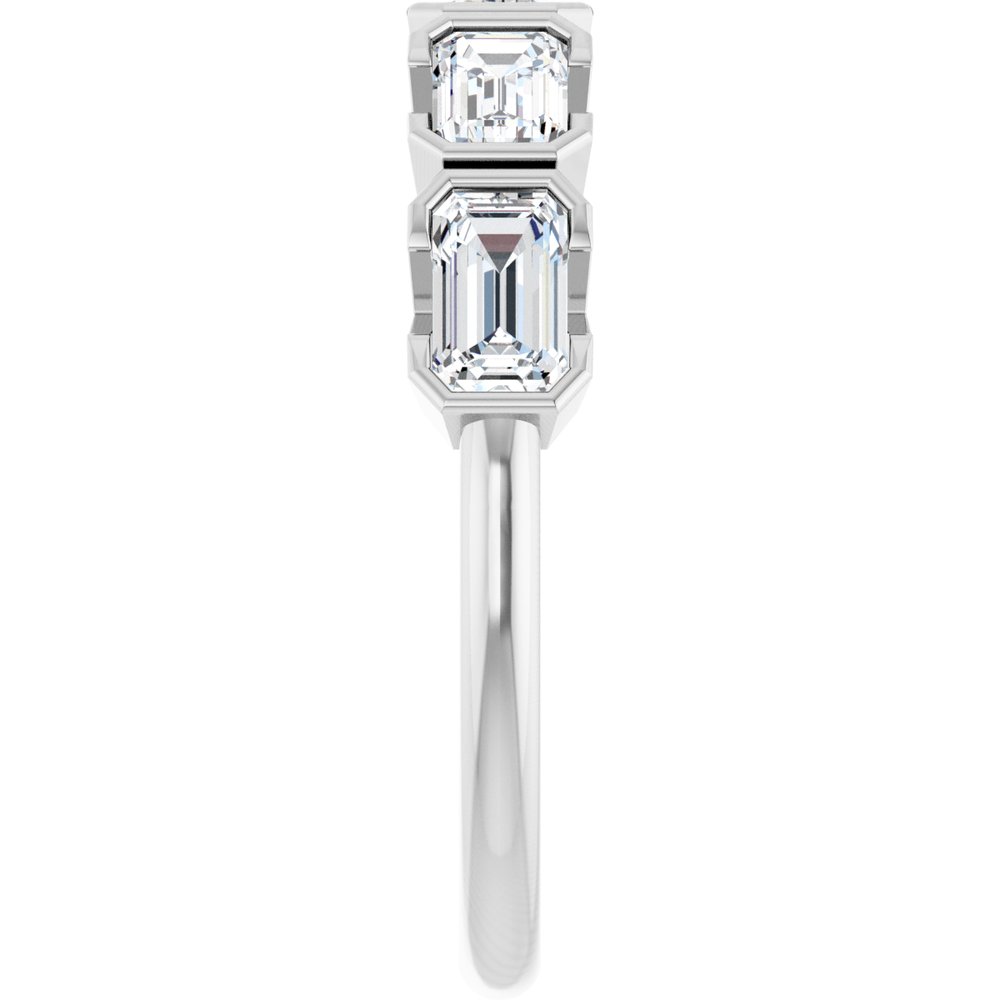 14K Half-Bezel Emerald-Cut Diamond Anniversary Band