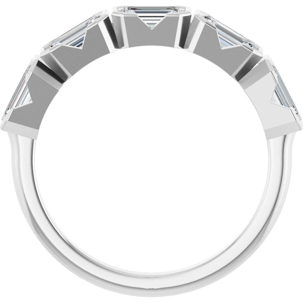 14K Half-Bezel Emerald-Cut Diamond Anniversary Band