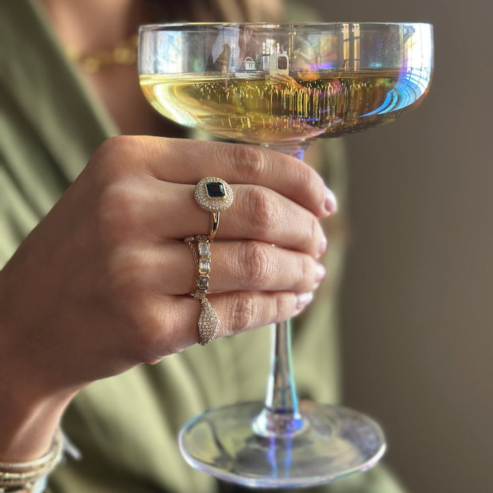 14K Half-Bezel Emerald-Cut Diamond Anniversary Band