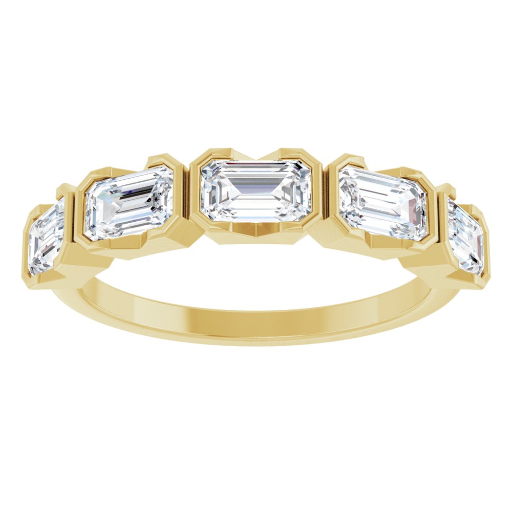 14K Half-Bezel Emerald-Cut Diamond Anniversary Band