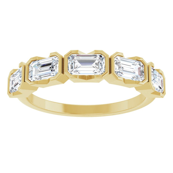 14K Half-Bezel Emerald-Cut Diamond Anniversary Band