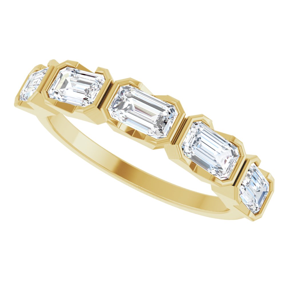 14K Half-Bezel Emerald-Cut Diamond Anniversary Band