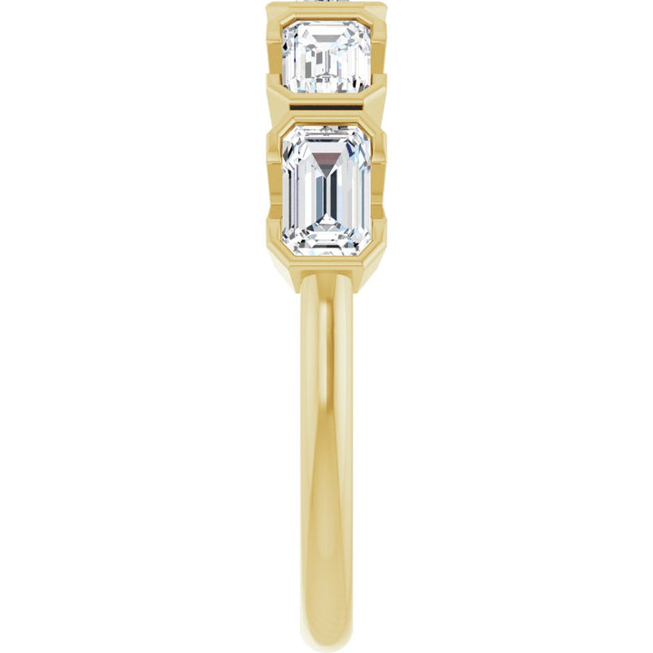 14K Half-Bezel Emerald-Cut Diamond Anniversary Band