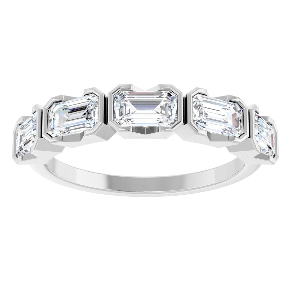 14K Half-Bezel Emerald-Cut Diamond Anniversary Band