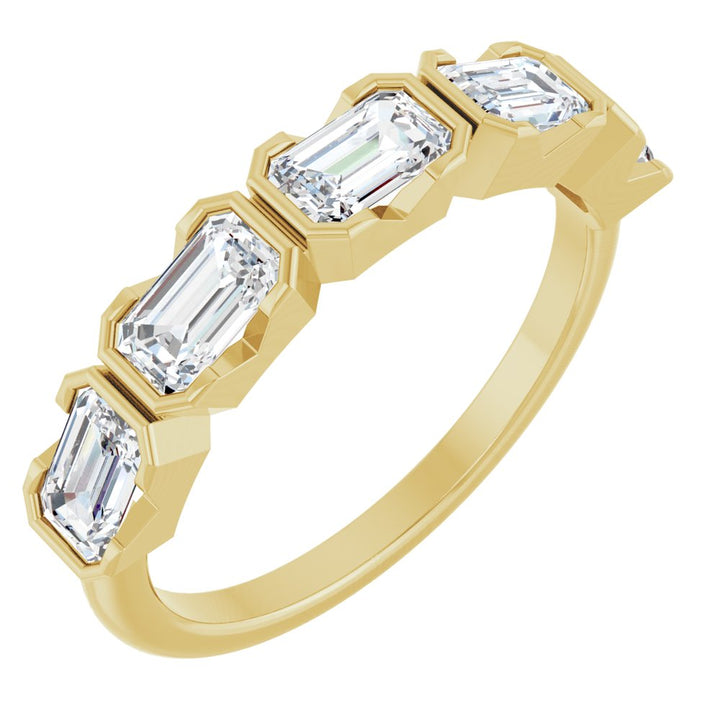14K Half-Bezel Emerald-Cut Diamond Anniversary Band
