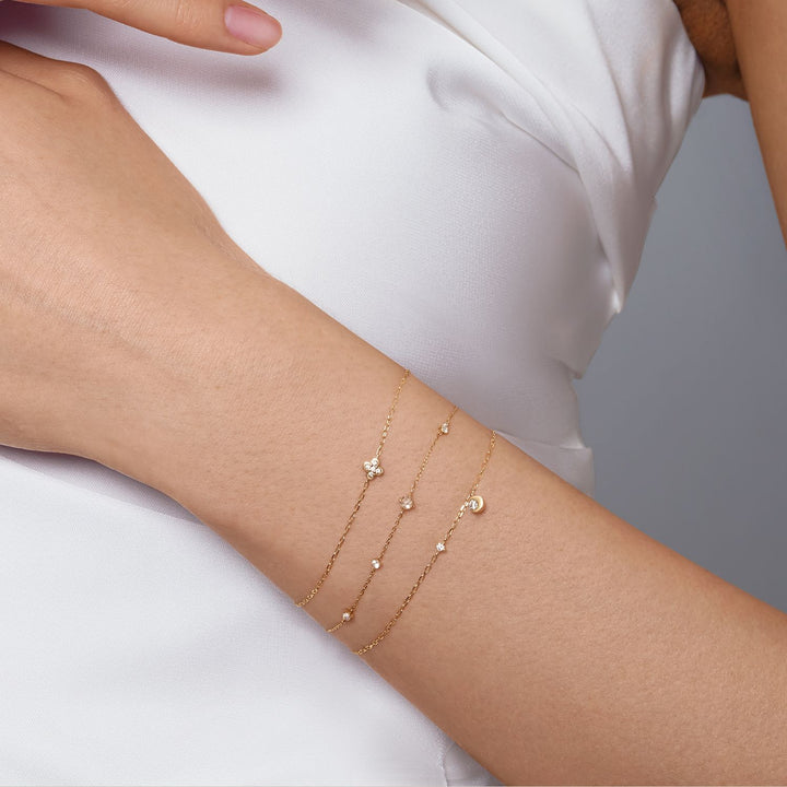 14K Half Moon Bezel Lab Grown Diamond Bracelet