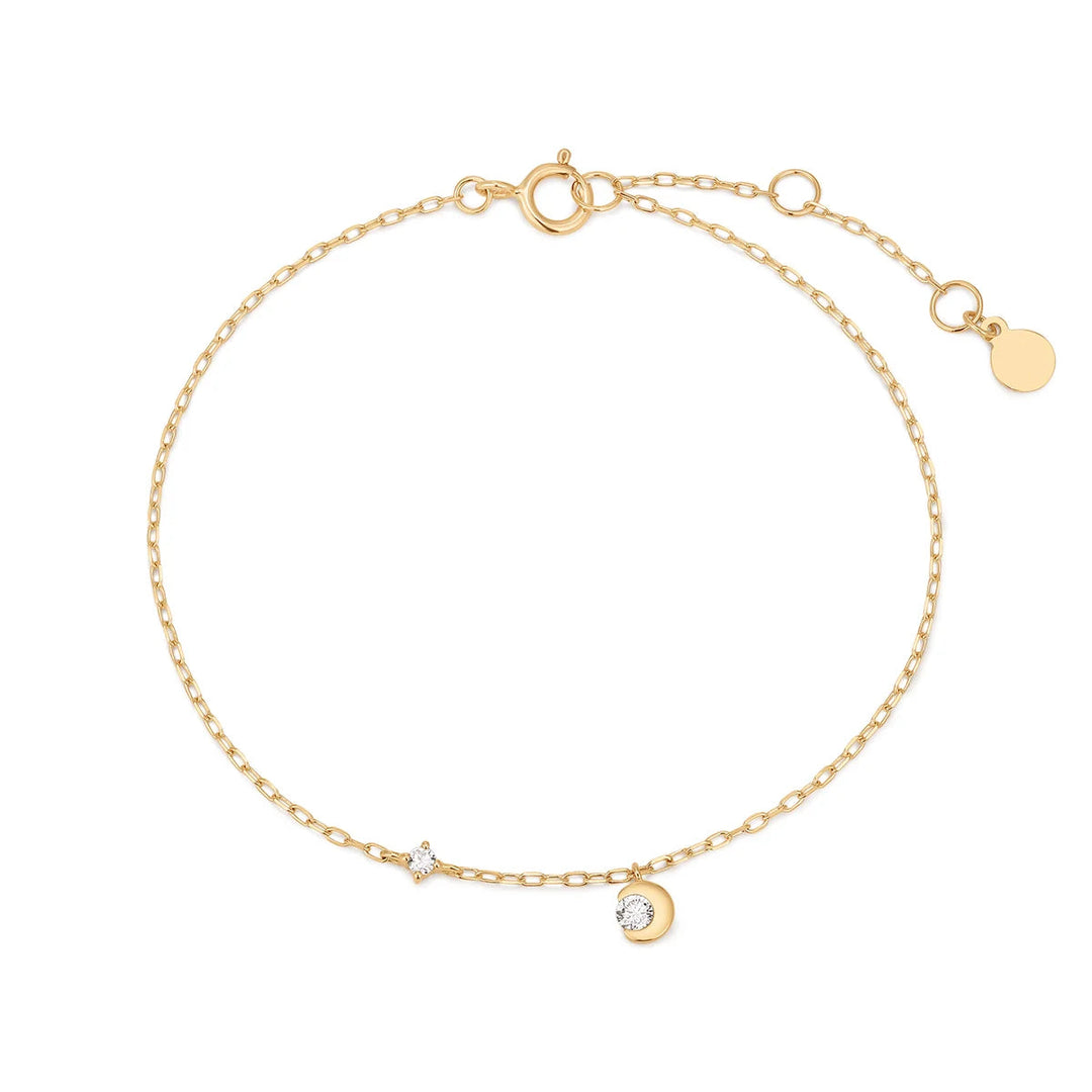 14K Half Moon Bezel Lab Grown Diamond Bracelet