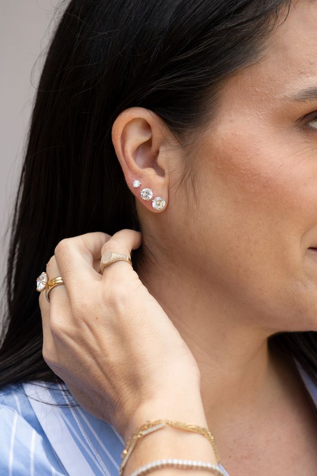 14K Lab Grown Diamond 3-Prong Martini Studs