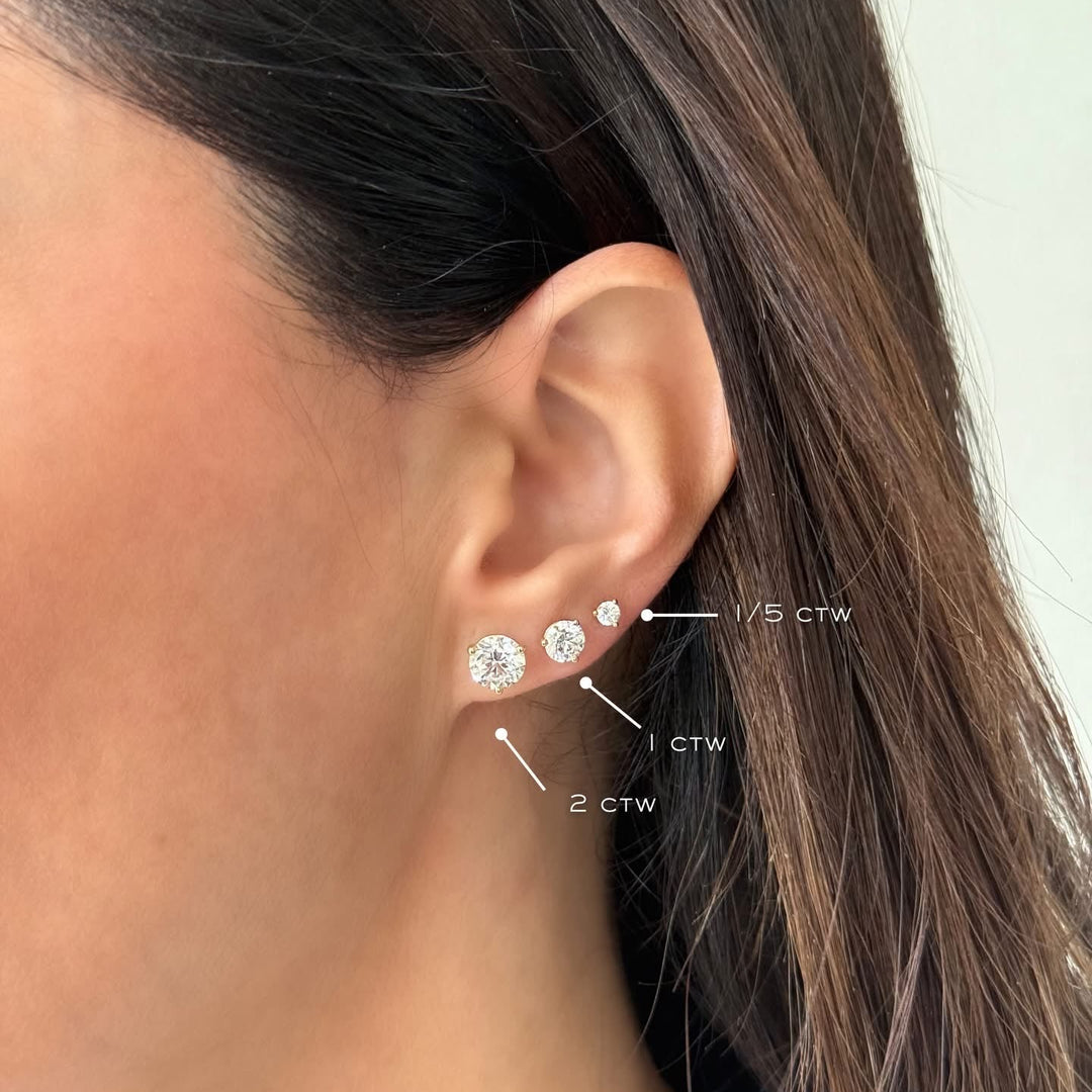 14K Lab Grown Diamond 3-Prong Martini Studs