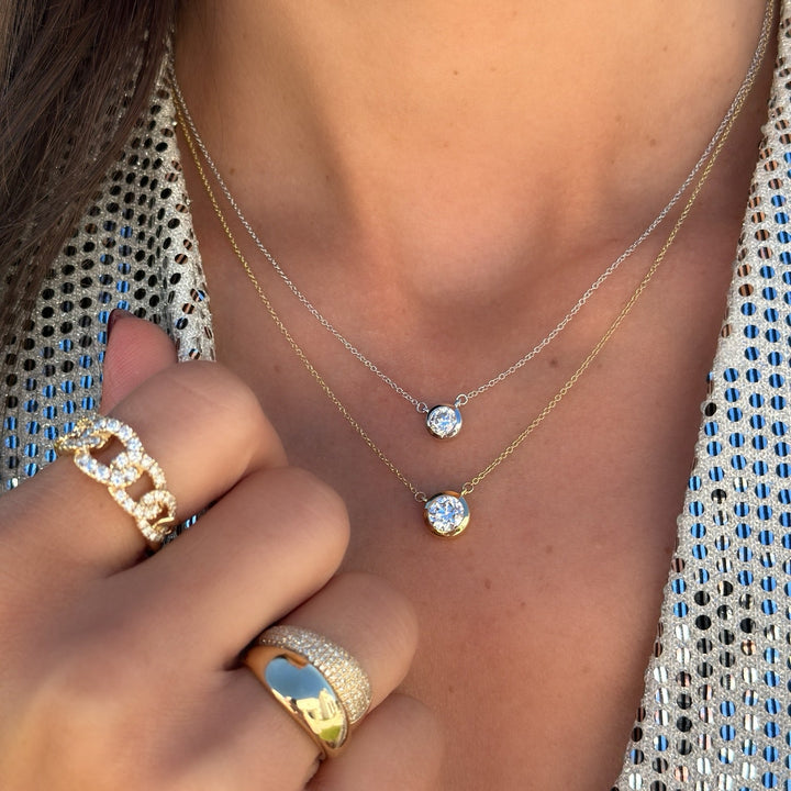 14K Lab Grown Diamond Bezel-Set Necklace
