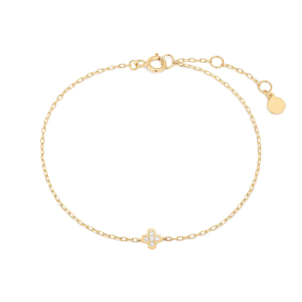 14K Lab Grown Diamond Clover Bracelet