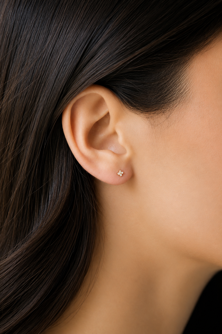 14K Lab Grown Diamond Flower Flat Back Stud-Embark Fine Jewelry