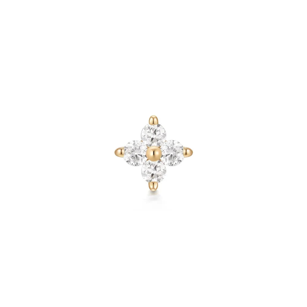 14K Lab Grown Diamond Flower Flat Back Stud