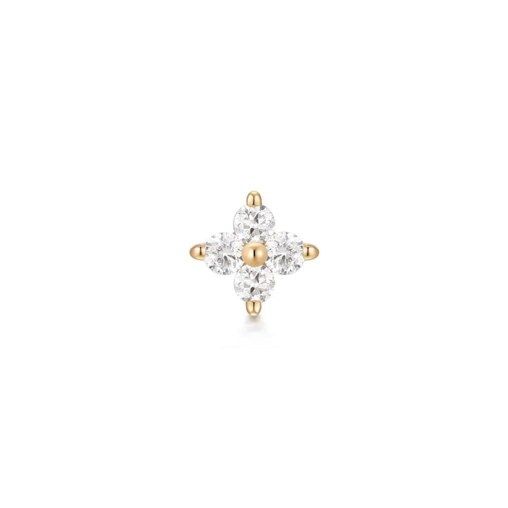14K Lab Grown Diamond Flower Flat Back Stud