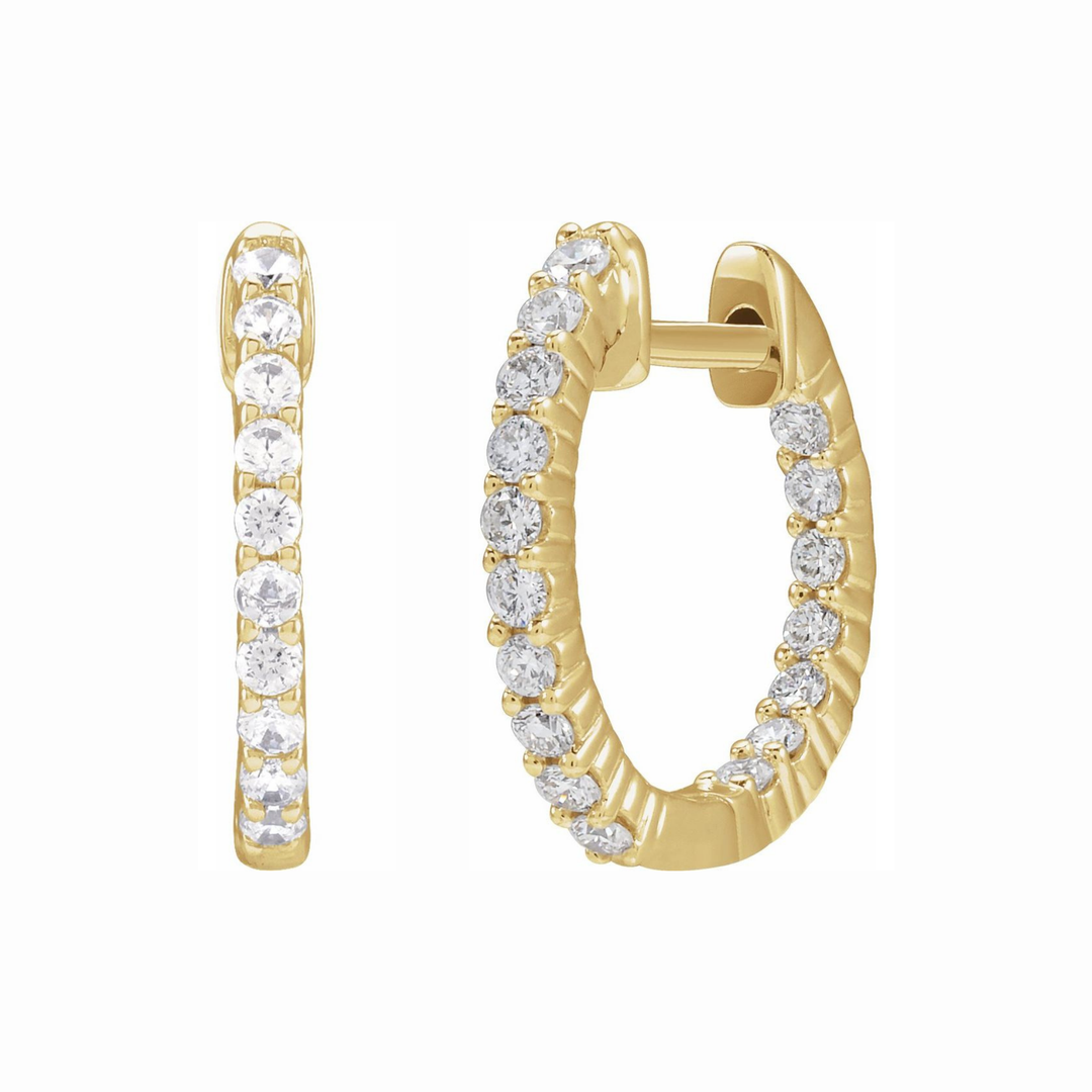 14K Lab Grown Diamond Inside-Outside Hoops