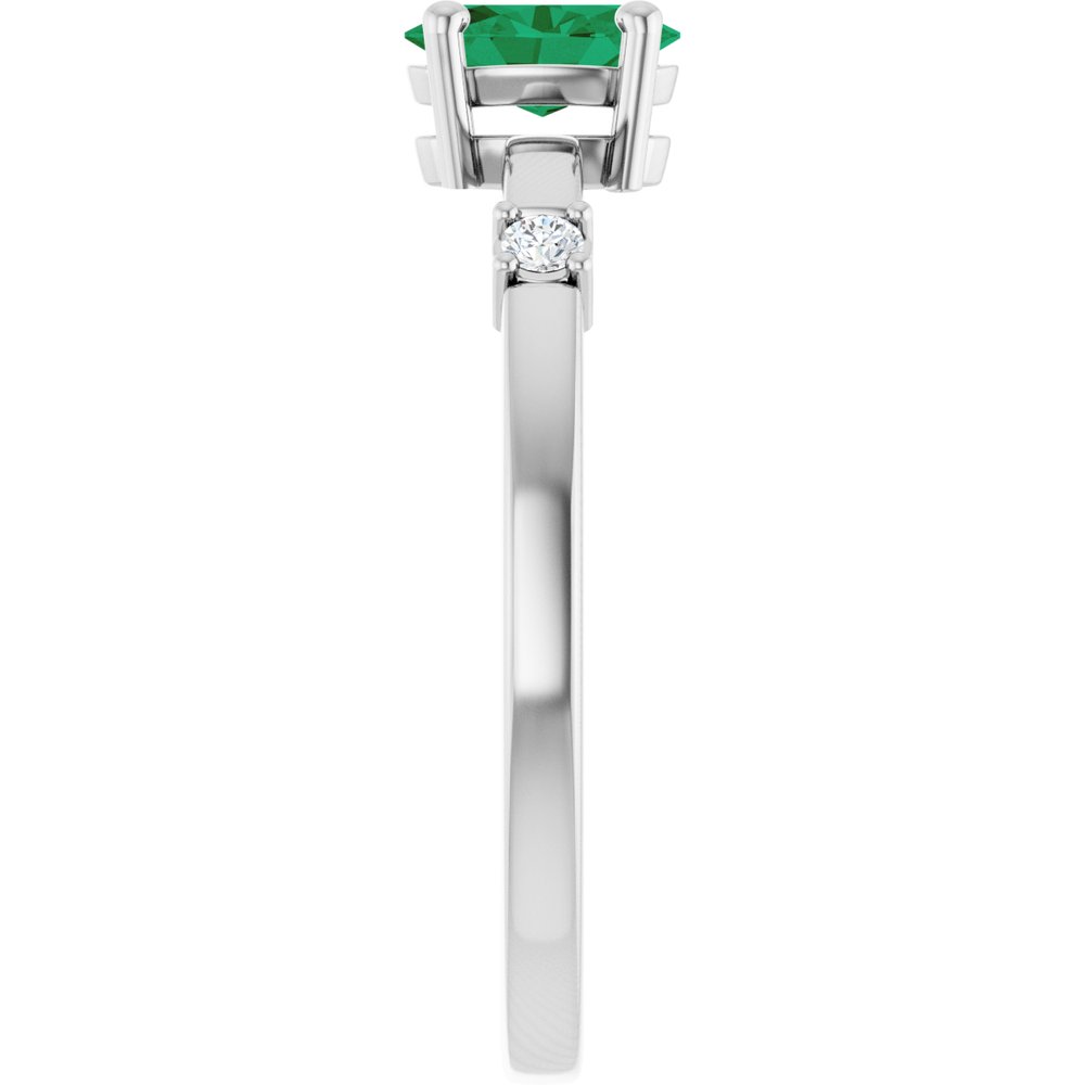 14K Lab Grown Emerald &amp; .05 CTW Natural Diamond Ring