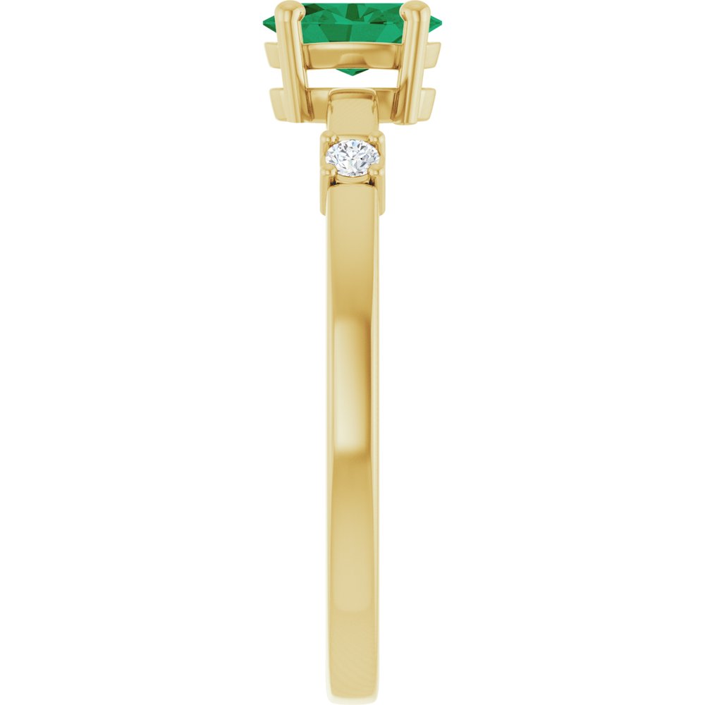 14K Lab Grown Emerald &amp; .05 CTW Natural Diamond Ring