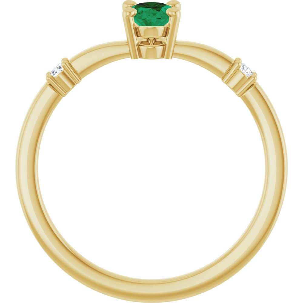 14K Lab Grown Emerald &amp; .05 CTW Natural Diamond Ring