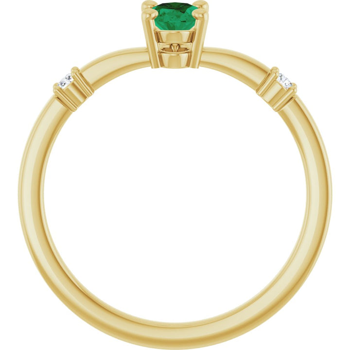 14K Lab Grown Emerald &amp; .05 CTW Natural Diamond Ring