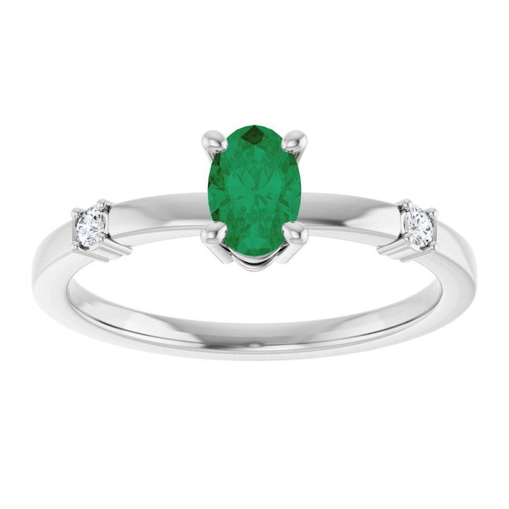 14K Lab Grown Emerald &amp; .05 CTW Natural Diamond Ring