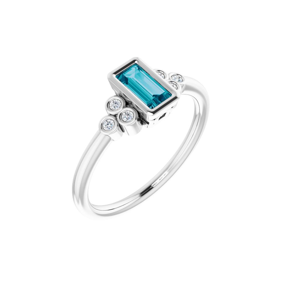 14K London Blue Topaz &amp; Diamond Cluster Ring