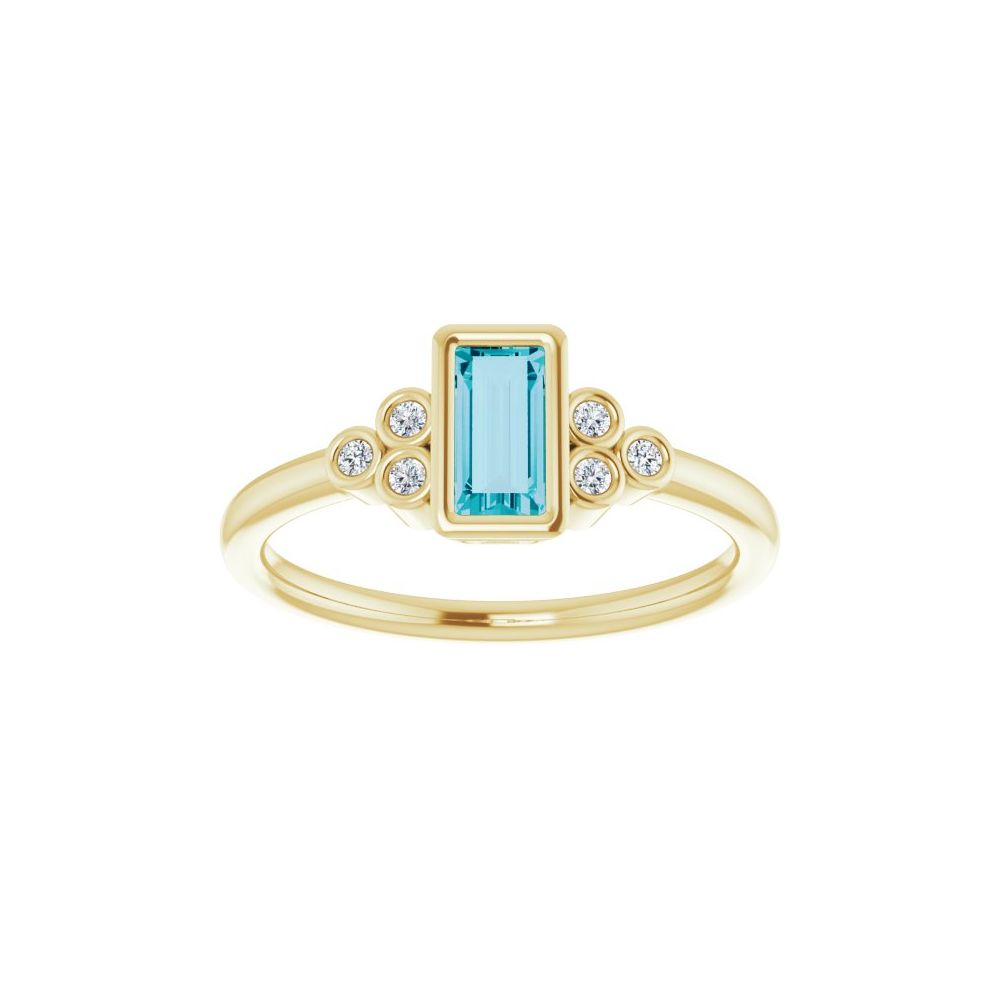 14K London Blue Topaz &amp; Diamond Cluster Ring