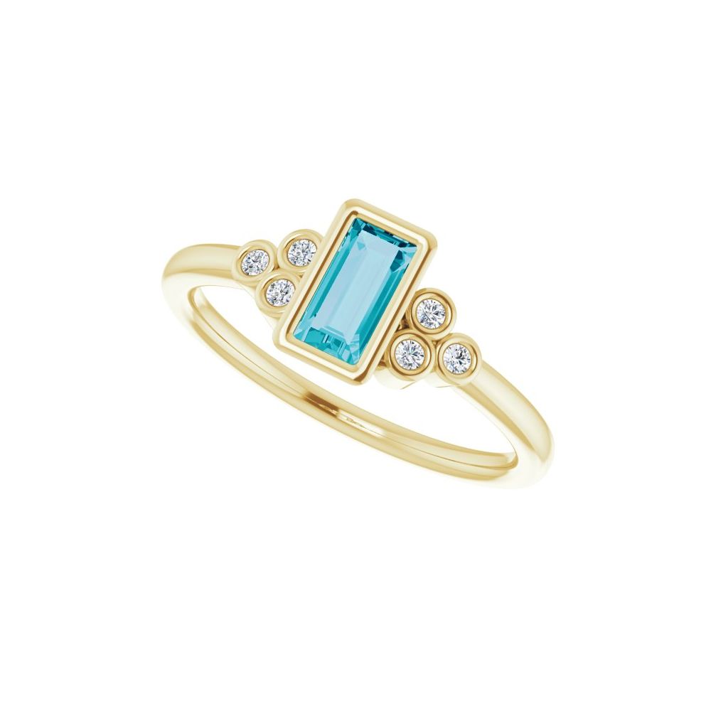 14K London Blue Topaz &amp; Diamond Cluster Ring