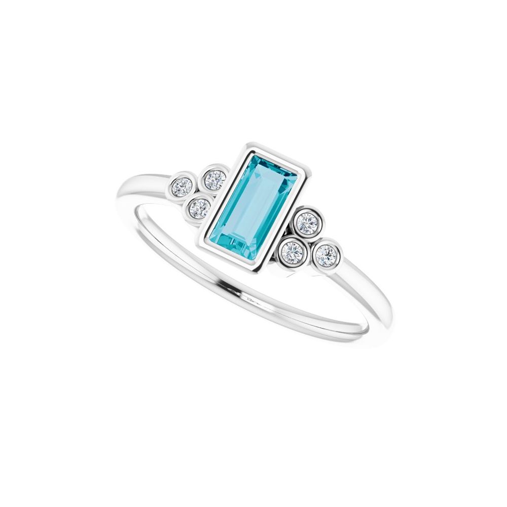 14K London Blue Topaz &amp; Diamond Cluster Ring