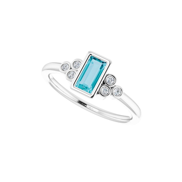 14K London Blue Topaz &amp; Diamond Cluster Ring