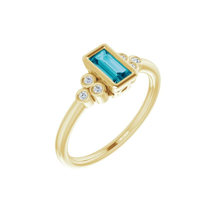 14K London Blue Topaz &amp; Diamond Cluster Ring