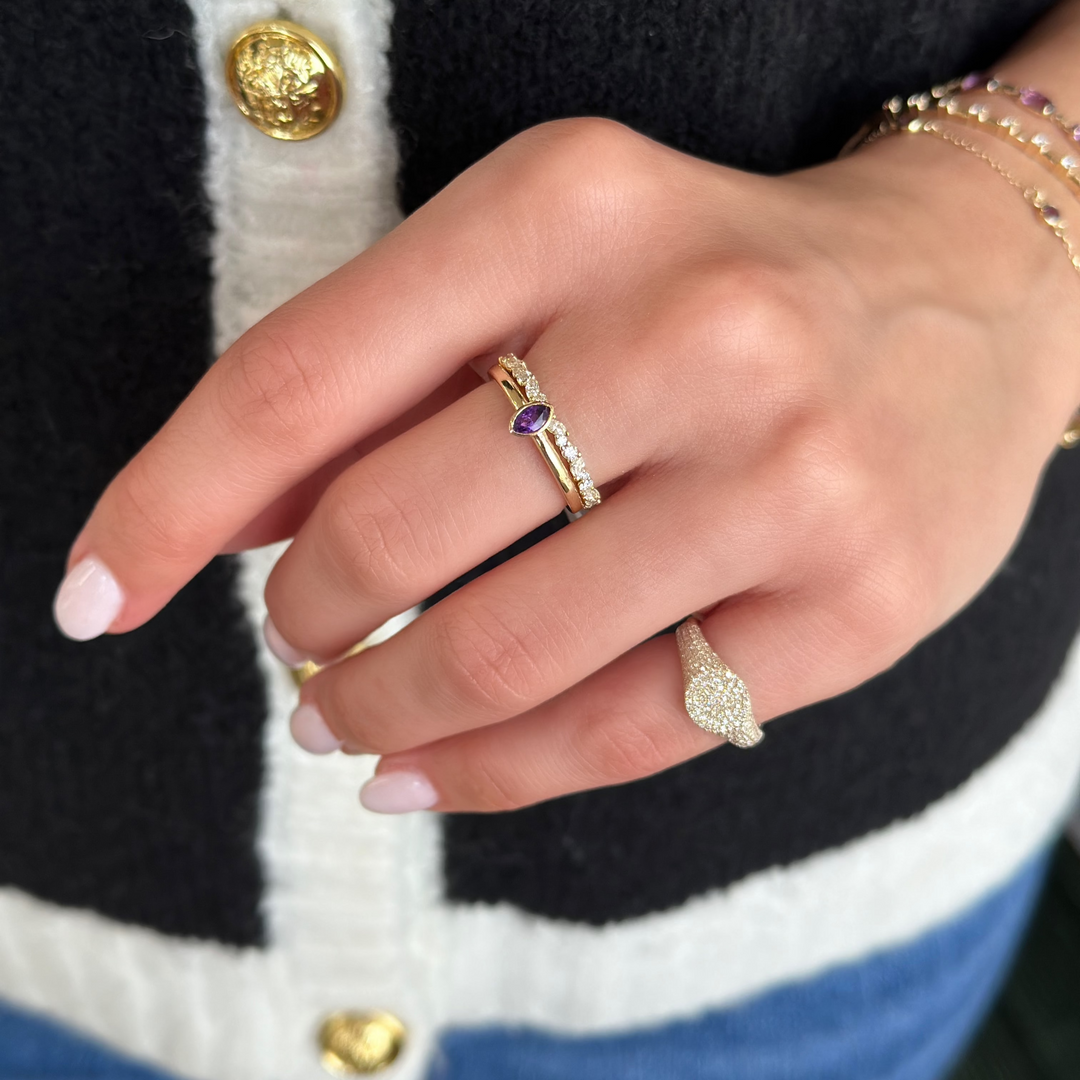 14K Marquise Bezel Gemstone Ring