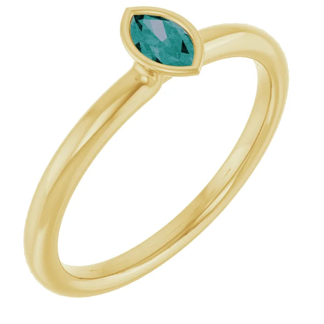 14K Marquise Bezel Gemstone Ring