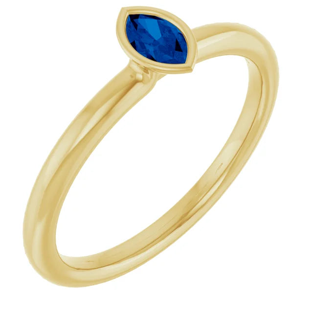 14K Marquise Bezel Gemstone Ring
