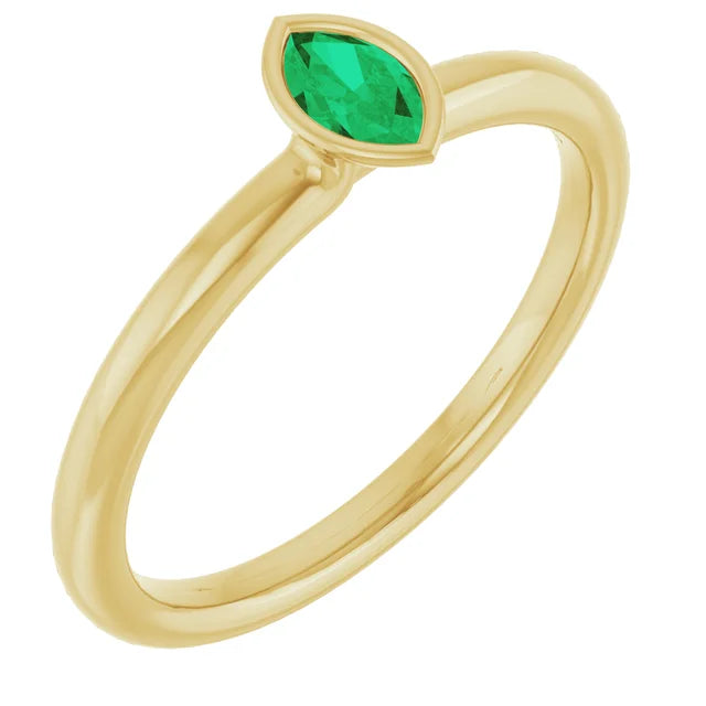 14K Marquise Bezel Gemstone Ring