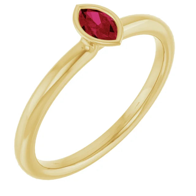 14K Marquise Bezel Gemstone Ring