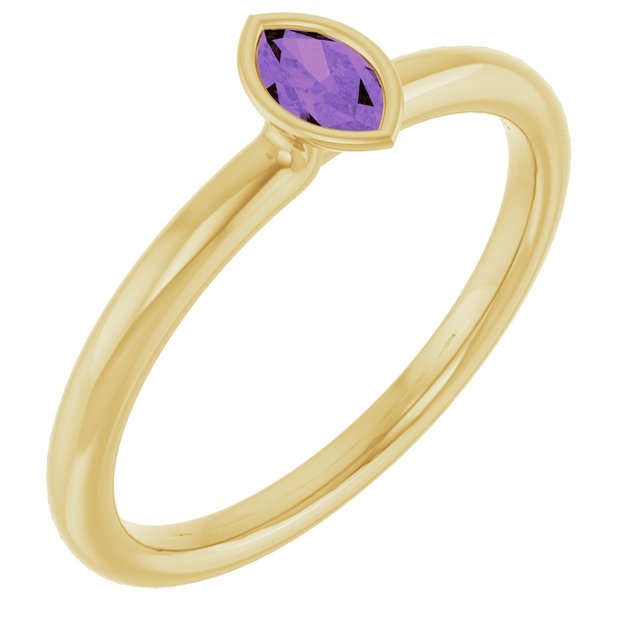 14K Marquise Bezel Gemstone Ring