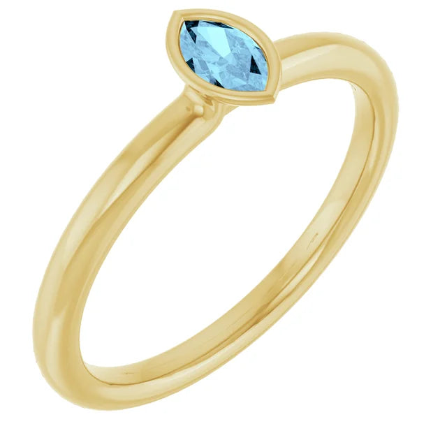 14K Marquise Bezel Gemstone Ring