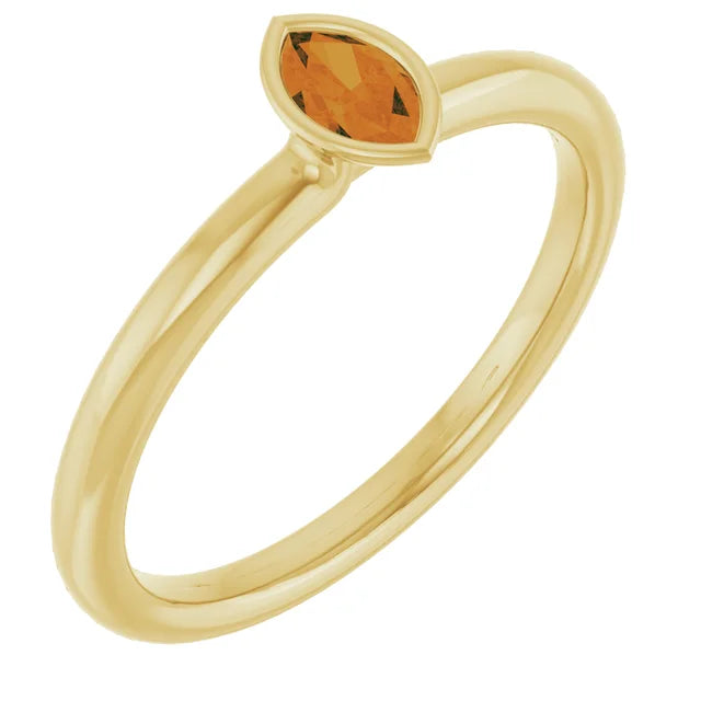 14K Marquise Bezel Gemstone Ring
