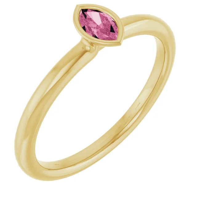 14K Marquise Bezel Gemstone Ring