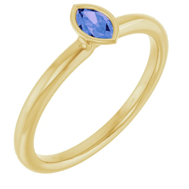 14K Marquise Bezel Gemstone Ring