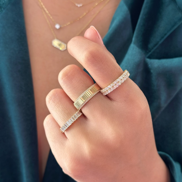 14K Marquise Diamond Double Row Band