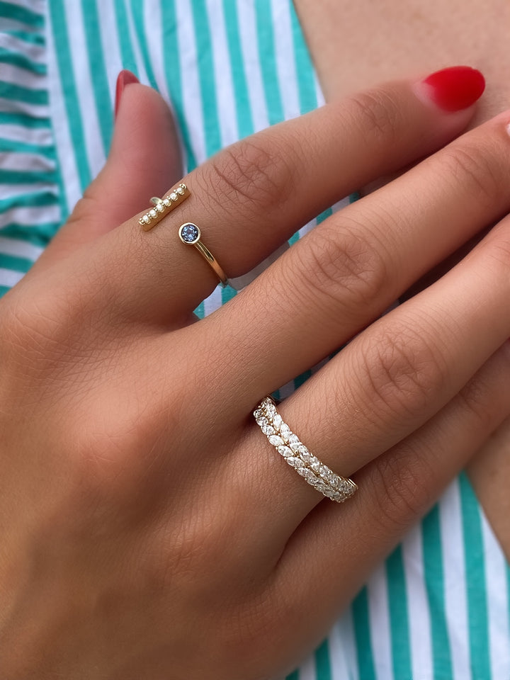 14K Marquise Diamond Double Row Band