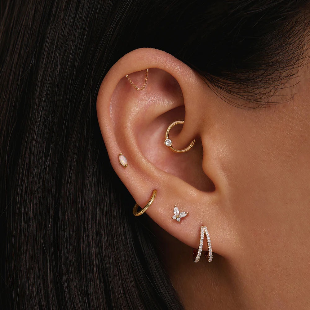 14K Marquise Opal Stud