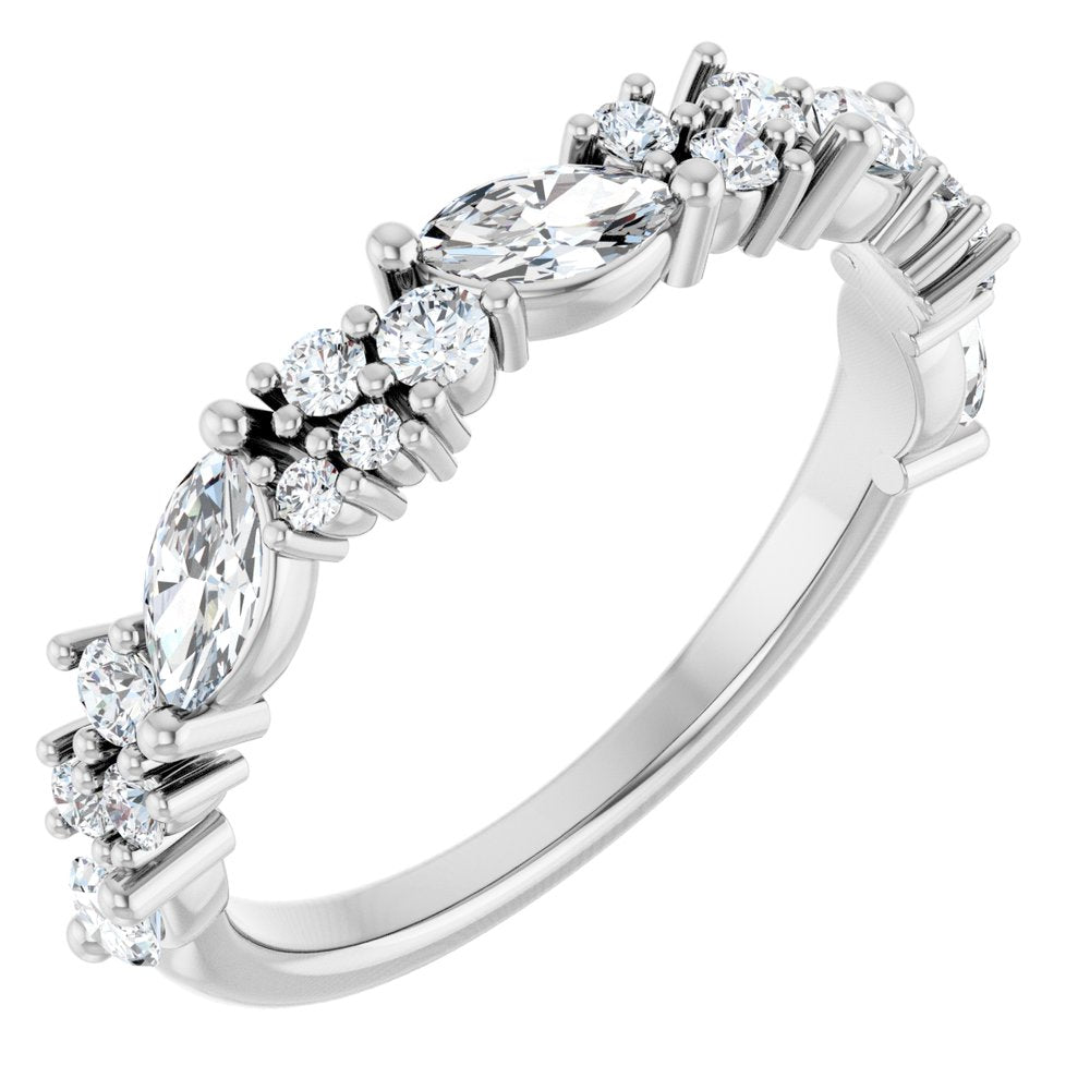 14K Marquise &amp; Round Diamond Anniversary Band