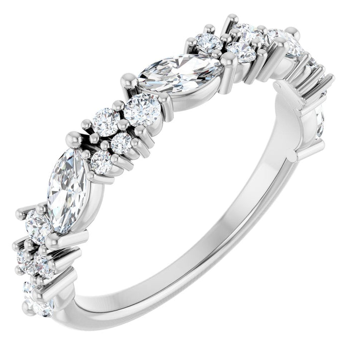 14K Marquise &amp; Round Diamond Anniversary Band