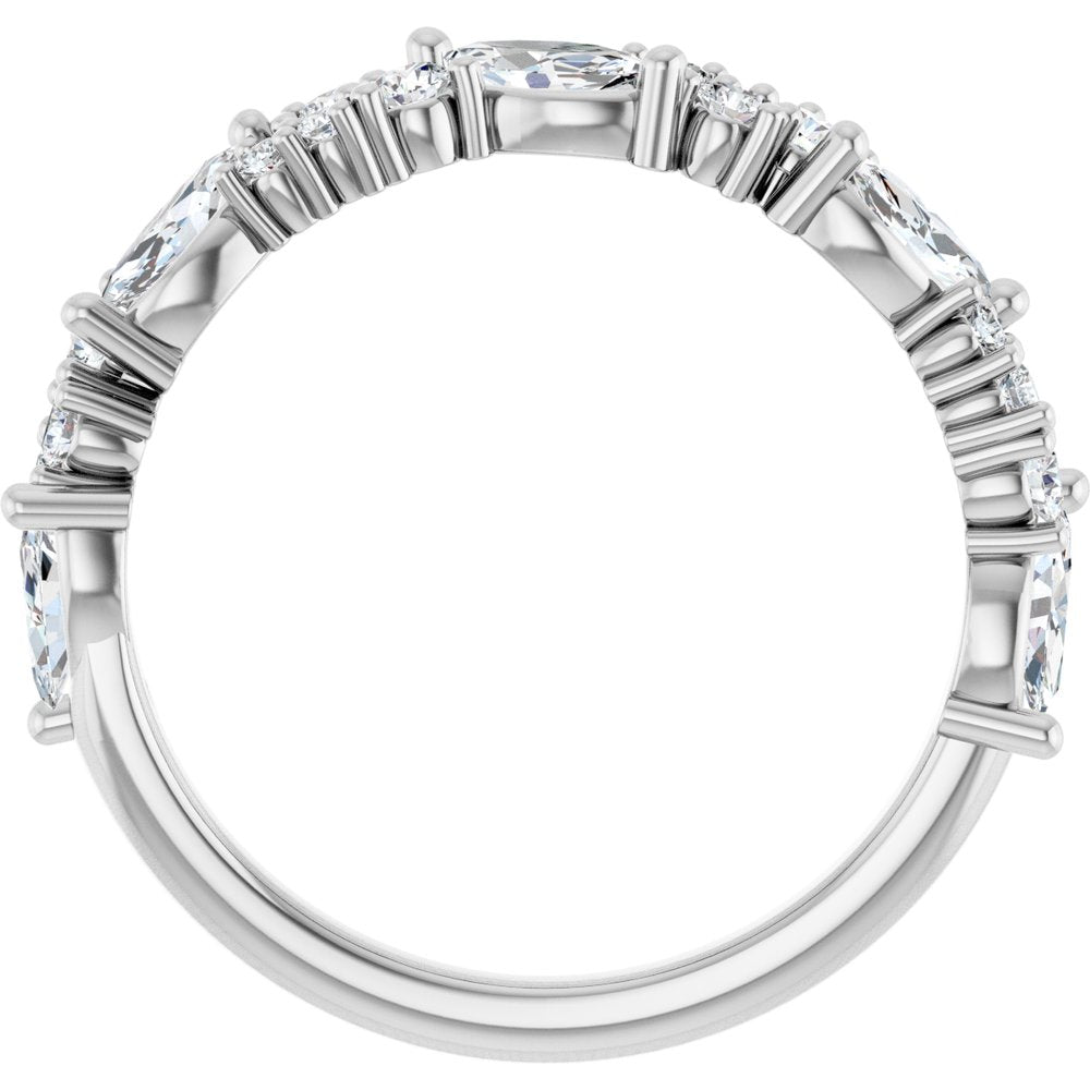 14K Marquise &amp; Round Diamond Anniversary Band