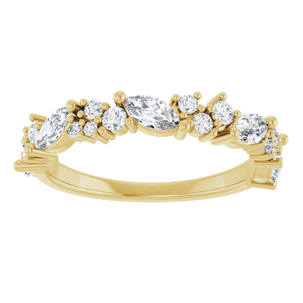14K Marquise &amp; Round Diamond Anniversary Band