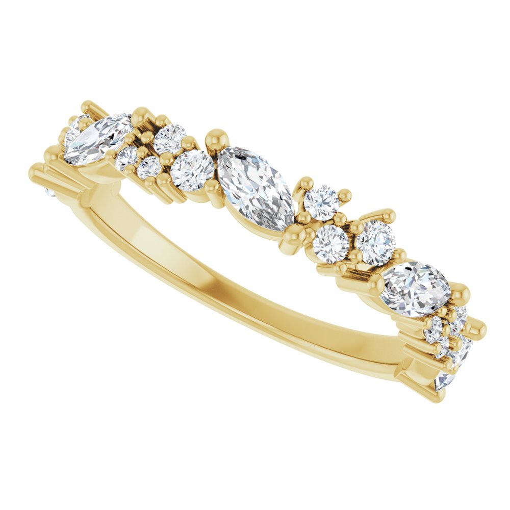 14K Marquise &amp; Round Diamond Anniversary Band