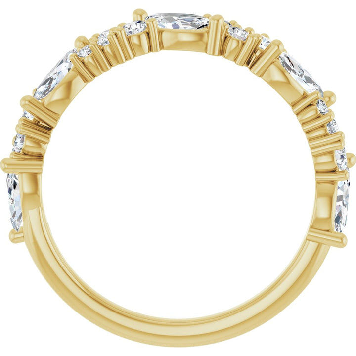 14K Marquise &amp; Round Diamond Anniversary Band